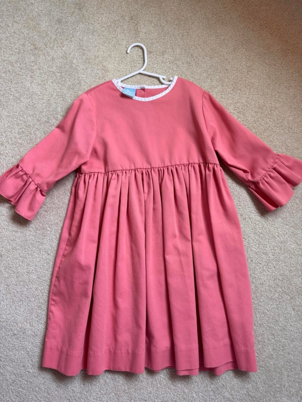 bella bliss Coral Pink Ruffle-Sleeve Gathered Twirl Dress